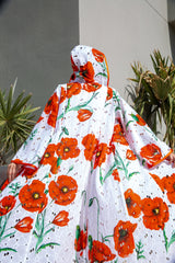 'Poppy Whispers' Kimono with a Hoodie
