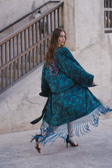 Earth Silk Kimono With Tassels