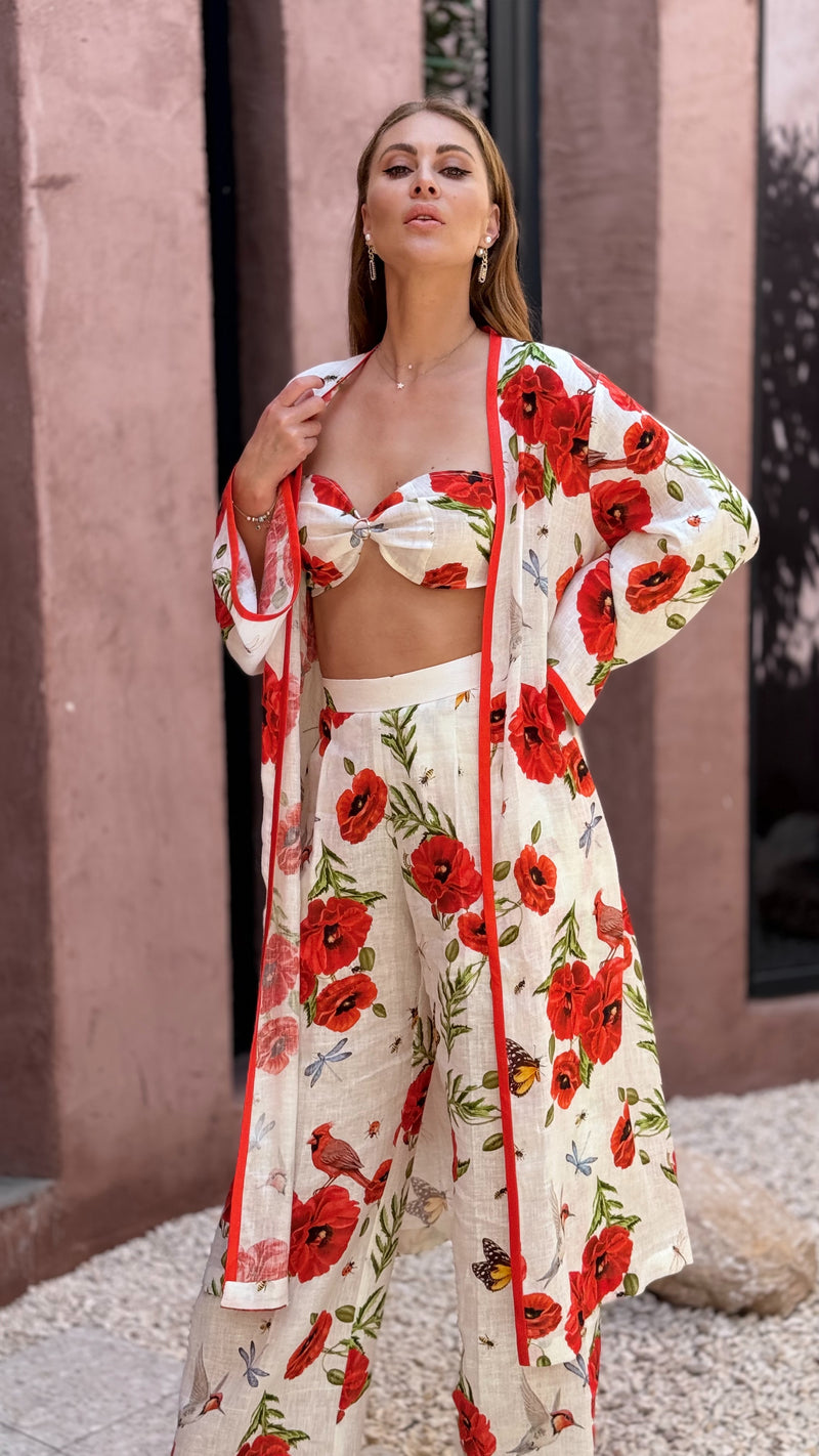 'Summer Bloom' Luxury Linen Kimono Set