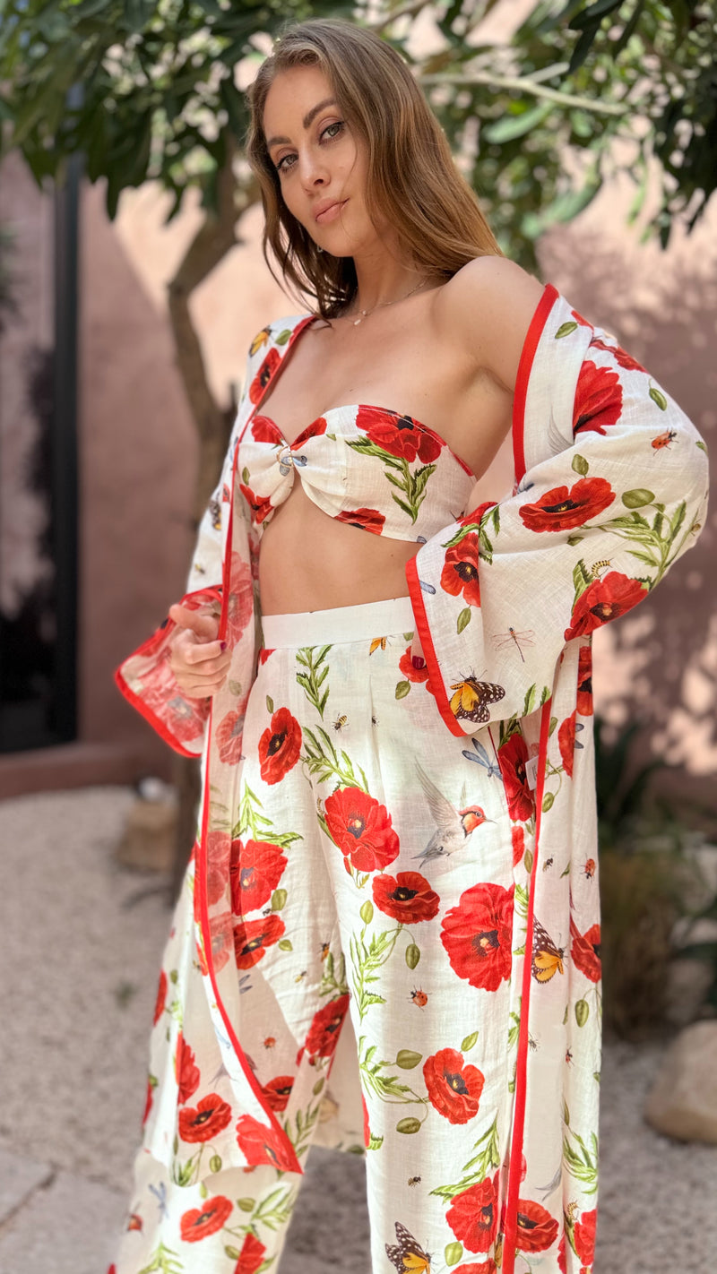 'Summer Bloom' Luxury Linen Kimono Set