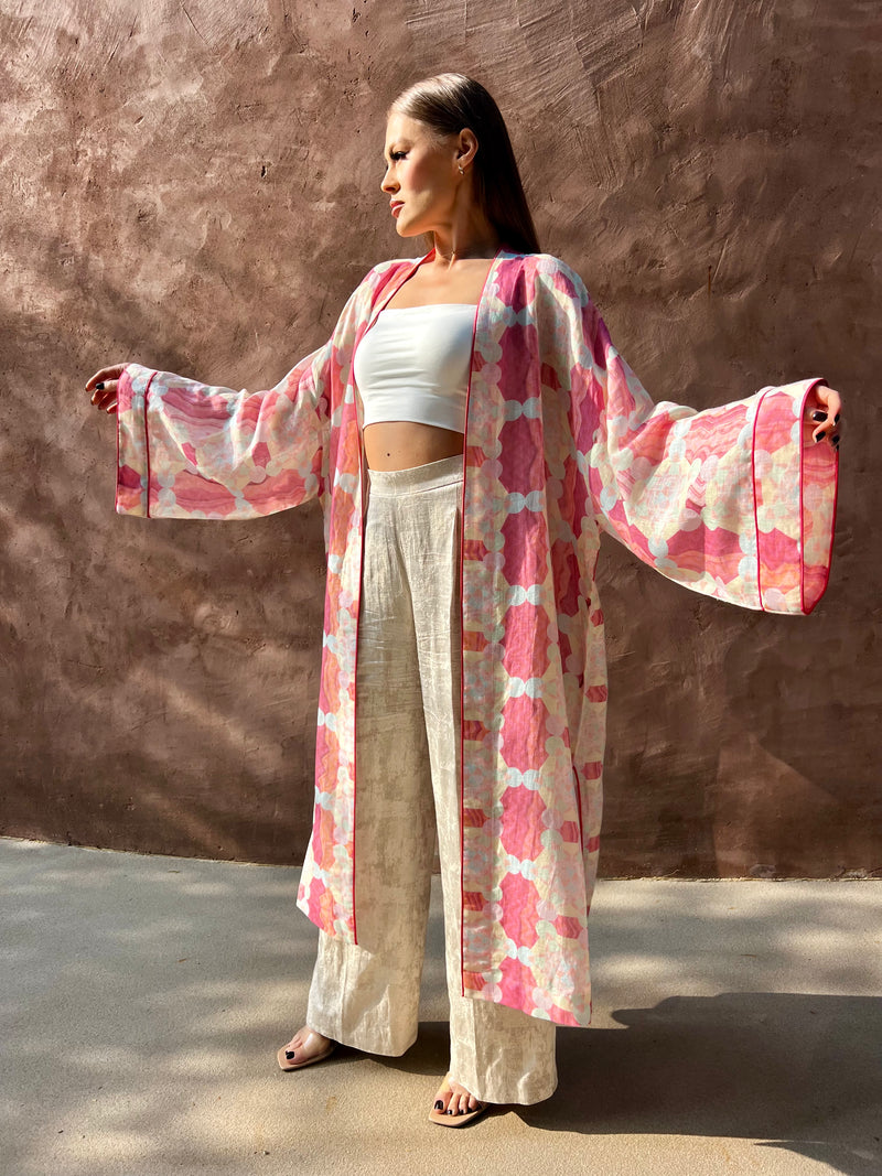 Metatron Cube Linen Kimono