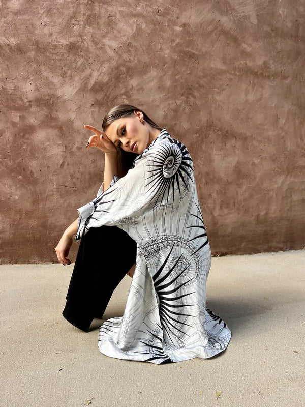 Fibonacci Spiral Silk Kimono