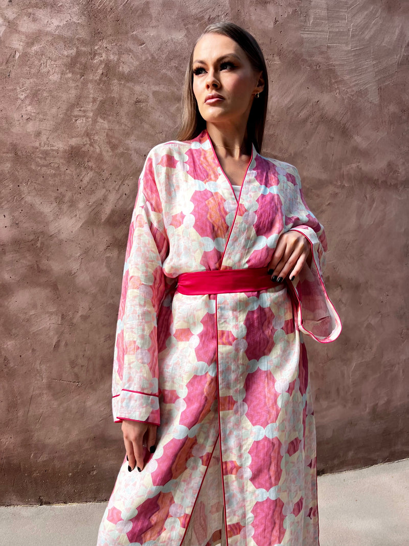 Metatron Cube Linen Kimono