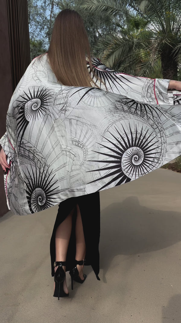 Fibonacci Spiral Silk Kimono